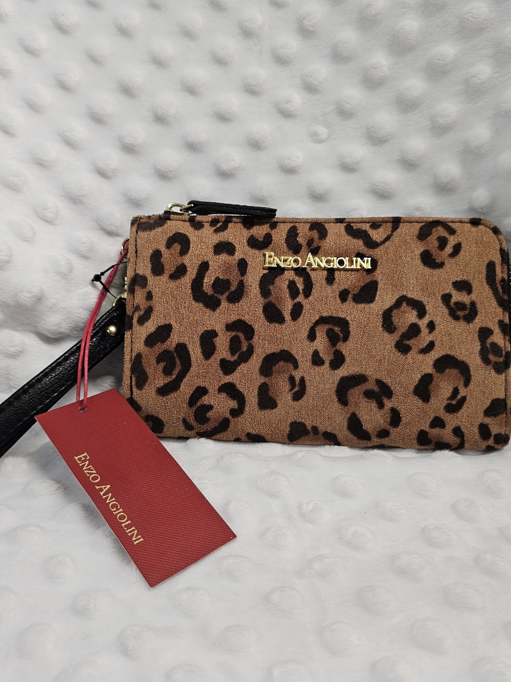 Enzo Angiolini Leopard Print Wristlet in Brown and Black